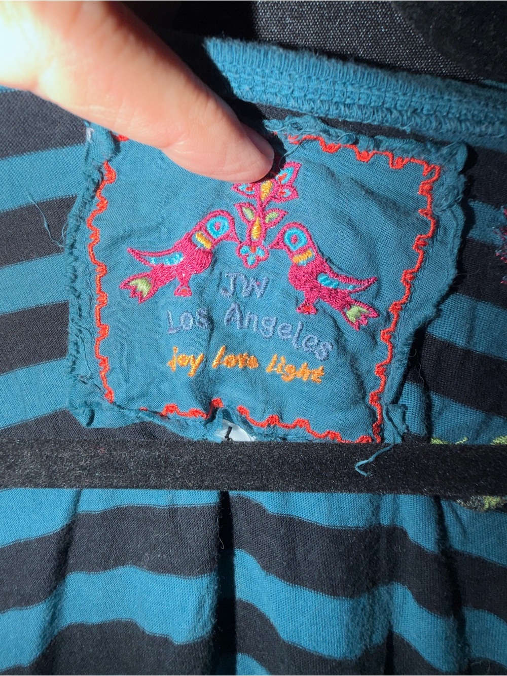 Striped Blue and Black Embroidered Long Sleeve Tunic - Picture 2 of 3